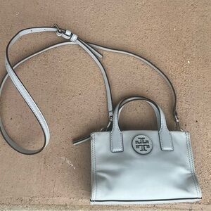 Tory Burch Gray Crossbody Bag with Logo Accent